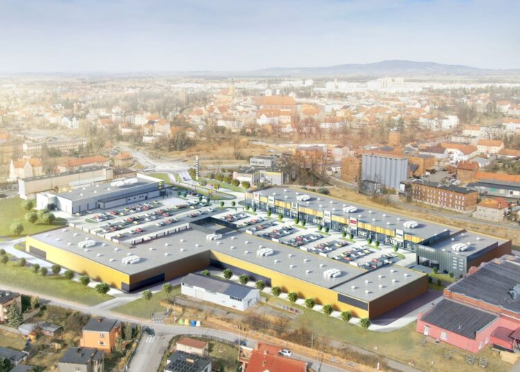 Lidl został najemcą spożywczym Retail Park Dzierżoniów, panorama parku handlowego